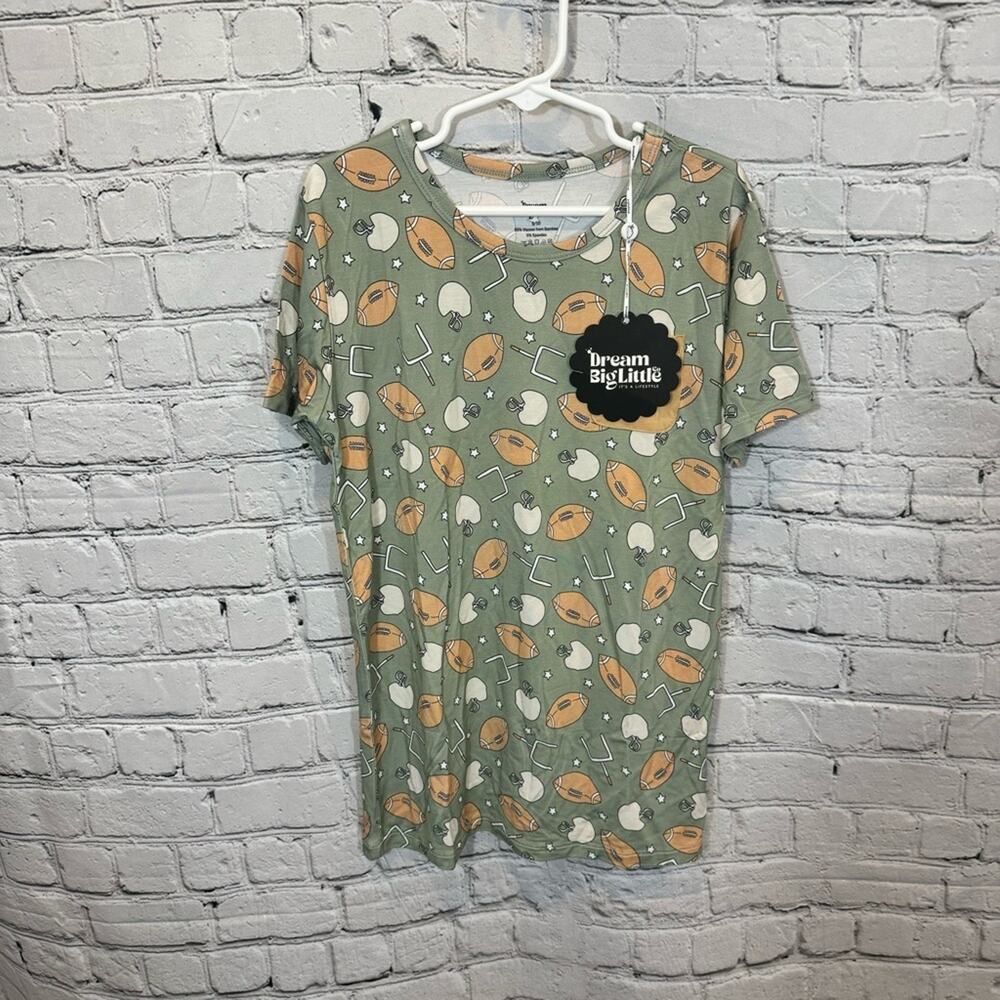 Dream Big Little Co Football Pattern Bamboo Shirt